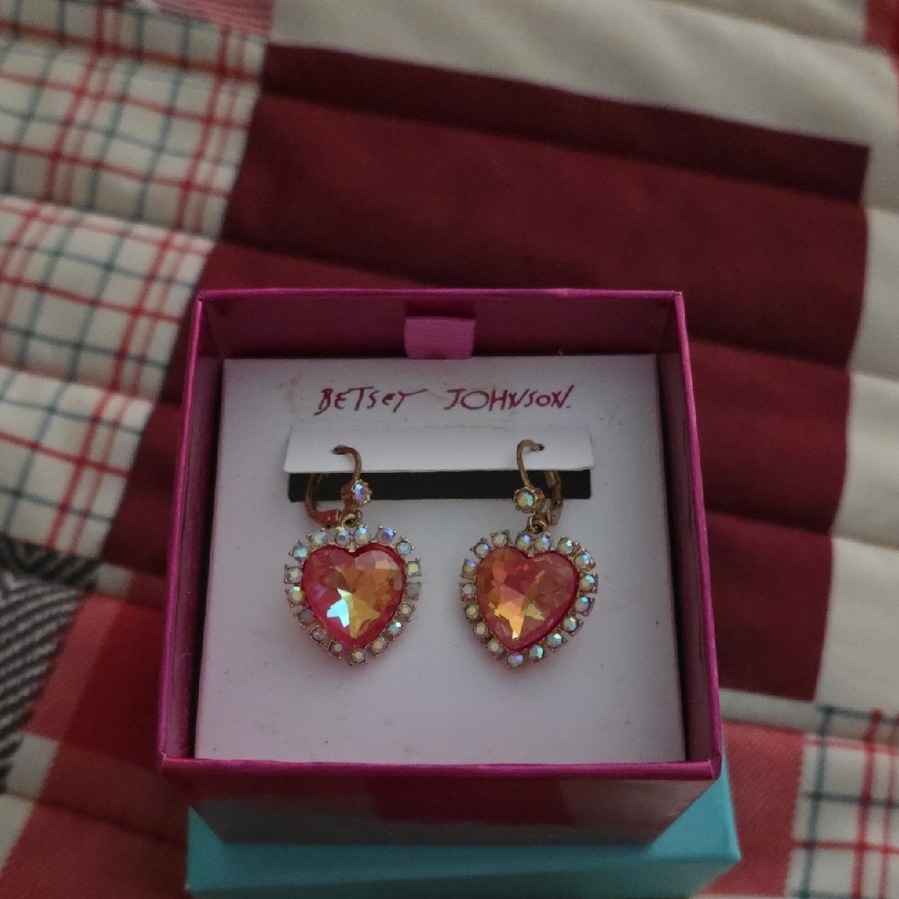 Betsey Johnson Multicolor Heart Earrings